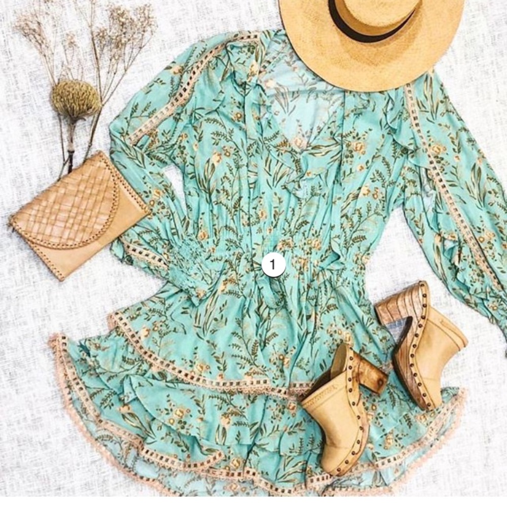 Spell Maisie play boho dress vintage turquoise XXS NWT